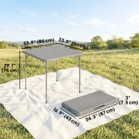 Outsunny Folding Picnic Table Heavy Duty Camping Table 34" x 34", Indoor Outdoor Use for Picnic, Beach, BBQ, Grey(m-3)