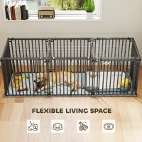 PawHut 83 Inch Heavy Duty Dog Crate, Extra Large Metal Dog Cage Kennel with Mat for Large Breeds, Modular Puppy Playpen(m-5)