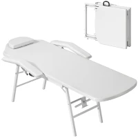 HOMCOM Portable Massage Table, Foldable Massage Bed, White(m-2)
