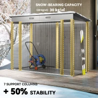 Outsunny 8 x 4FT Galvanized Garden Storage Shed, Metal Outdoor Shed with Double Doors and 2 Vents, Light Grey(m-5)