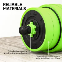 Soozier 66lbs 4-in-1 Adjustable Weight Dumbbell Set, Barbell, Kettlebell, Push Up Stand, Green(m-7)