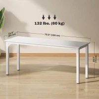 HOMCOM 71" Computer Desk, Desktop Desk with Metal Legs, White(m-3)