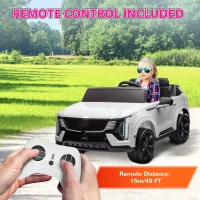 Qaba 2-Seater Ride on Truck, 12V Cadillac Escalade Licensed Kids Electric Car with Remote , Spring Suspension, White(m-6)