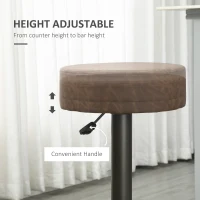 HOMCOM Modern Adjustable Bar Stools Set of 2, Swivel Barstool with Footrest, PU Leather Round Top for Kitchen, Brown(m-5)