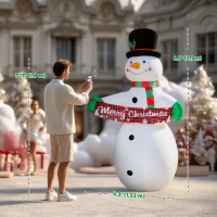 Outsunny 7FT Christmas Inflatables Snowman with Motion-Activated Music and Projector LED Light, Blow Up Inflatable Decoration(m-3)