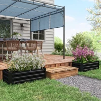 Outsunny Set of 2 Raised Garden Bed, Steel Elevated Planter Box for Flowers, Herbs, Succulents, 39"x20"x12", Black(m-7)