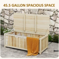 Outsunny 45 Gallon Wooden Storage Box patio Deck Box Bench, Garden Backyard Outdoor Storage Container, Natural(m-4)