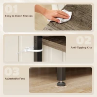 HOMCOM Kitchen Baker's Rack with Power Outlet and LED Light, 5-Tier Coffee Bar Station with 10 Hooks, Grey(m-9)