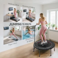 Soozier 39" Mini Exercise Trampoline w/ Adjustable T-Bar Indoor Fitness Rebounder Black(m-7)