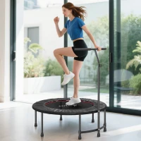 Soozier 39" Mini Exercise Trampoline w/ Adjustable T-Bar Indoor Fitness Rebounder Black(m-8)