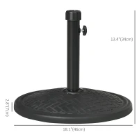 Outsunny 31lbs Concrete Round Patio Umbrella Base Holder, Outdoor Market Umbrella Stand Weight for Lawn, Deck, Backyard, Garden, Black(m-3)