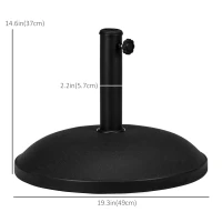 Outsunny 55 lbs Cement Round Umbrella Base Holder 20" Heavy Duty Parasol Stand for Patio, Outdoor, Backyard, Black(m-3)
