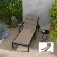 Outsunny Patio Chaise Lounge Chair Cushion Replacement Sun Lounger Pads with Headrest and Ties, Dark Grey(m-8)