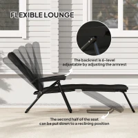 Outsunny Foldable Lounge Chair, Reclining Patio Sun Lounger with 6-Position Adjustable Back, Black(m-4)