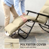 Outsunny Outdoor Lounge Chair Cushion with Zipper Reversible Chaise Lounge Cushion for Patio Indoor/Outdoor Beige(m-7)