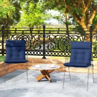 Outsunny Patio Chair Cushions Set of 4, Waterproof Non-Slip Lounge Chair Cushions, 44"x21", Navy Blue(m-1)