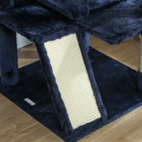 PawHut 63" Cat Tree, Multi-Level Cat Tower with Scratching Posts, Cat Condos, Bed, Platforms, Ramp, Toy Ball, Dark Blue(m-9)