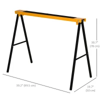 HOMCOM 2PCS Saw Horse Twin Pack Folding Workbench Metal Trestle Stands with Non-slip EVA Surface Orange(m-3)