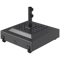 Outsunny Outdoor Umbrella Base with Wheels, Heavy Duty Patio Umbrella Base, Patio Umbrella Holder, Black(m-2)