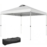 Outsunny Pop Up Canopy Waterproof Canopy Tent with Carrying Bag for Parties Garden BBQs 9.8' x 9.8' White(m-2)