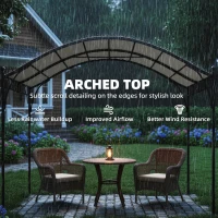 Outsunny 10' x 10' Outdoor Pergola with UV30+ Canopy Galvanized Steel Frame Sun Shade with Arched Top, Cream White(m-4)