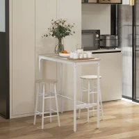 HOMCOM 3-Piece Counter Height Bar Table and Chairs, Dining Table and Chairs Set for 2, Pub Table and Chairs(m-8)
