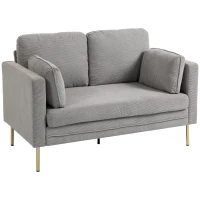 HOMCOM Loveseat Sofa, 55" Small Sofa Couch with 2 Pillows, Metal Legs for Living Room, Bedroom, Apartment, Grey(m-2)