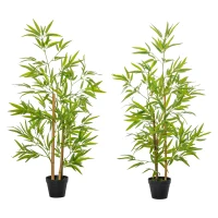 Outsunny Artificial Bamboo Tree, 4ft Fake Tree with Realistic Leaf and Natural Trunk, Decorative Plant in Nursery(m-2)