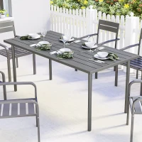 Outsunny 65" x 31.5" Outdoor Dining Table for 6, Metal Rectangular Patio Dining Table with Metal Slatted Top(m-1)