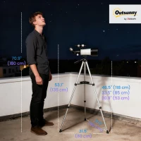 Outsunny Telescope for Adults, 70 mm Aperture 400 mm Refractor Telescope with 40X/16X, Adjustable Tripod, Bag, White(m-3)