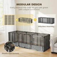 PawHut 83 Inch Heavy Duty Dog Crate, Extra Large Metal Dog Cage Kennel with Mat for Large Breeds, Modular Puppy Playpen(m-6)