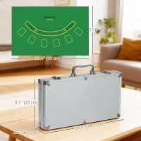 SPORTNOW 300-Piece Poker Chips Set, Poker Set with Mat, Chips, Two Card Decks, Dealer, Five Dices(m-3)