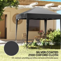 Outsunny 6.6'x6.6' Pop Up Canopy Tent with Sidewalls, Instant Sun Shelter Camping Gazebo with Carry Bag, Black(m-5)