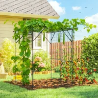 Outsunny Garden Arch Trellis, 6.4FT Tall Metal Plant Support Trellis Archway with Climbing Net for Climbing Plants(m-10)