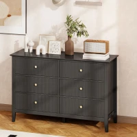 HOMCOM Double Chest of Drawers, Modern 6 Drawer Dresser for Bedroom, Living Room, Hallway, Closet, Black(m-1)