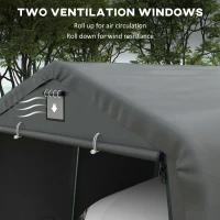 Outsunny 12' x 20' Portable Garage, Heavy Duty Carport Canopy with Ventilation Windows and Large Roll-up Door, Dark Grey(m-7)