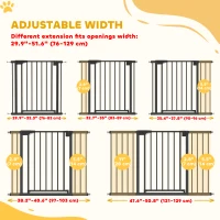 PawHut Baby Gate, Pet Safety Gate Pressure Fit, 30"-51" Wide with Two-Way Open, Auto-Close for Stair, Doorways, Hallways, Black(m-4)