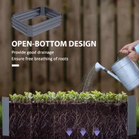 Outsunny Galvanized Raised Garden Bed, 4' x 3' x 1' Outdoor Metal Planter Box, Raised Bed for Growing Flowers Herbs, Dark Grey(m-6)