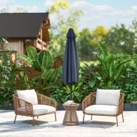 Outsunny Patio Sun Umbrella, Outdoor Parasol with 6 Ribs, Blue(m-10)