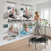 Soozier 40" Foldable Rebounder Trampoline ,Mini Trampoline Indoor with Adjustable Handle, Quiet and Safe Bungee Rebounder,Black(m-7)