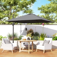 Outsunny 8'x8' Square Patio Hanging Offset Umbrella, Outdoor Cantilever Parasol w/ Cross Base, Dark Grey