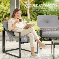 Outsunny 4 Piece Outdoor Furniture Set, Patio Conversation Set with Tempered Glass Table, Loveseat, Chairs, Cushions, Light Grey(m-4)