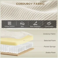 HOMCOM 86" 3 Seater Sofa, Modern Corduroy Upholstered Couch, Beige(m-4)