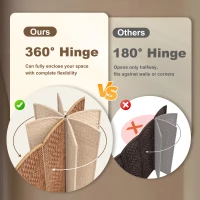 HOMCOM 6ft Folding Room Divider, 4 Panel Wall Partition with Wooden Frame for Bedroom, Home Office, Natural(m-5)