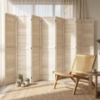 HOMCOM 5.6 Ft. Tall 8-Panel Room Divider, Pegboard Panel Folding Privacy Screen, Partition Wall Divider for Bedroom, Natural(m-9)