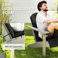 Outsunny Set of 2 Patio Chair Cushions, High Back Adirondack Chair Cushion with Ties, High-Density Foam, Black(m-4)