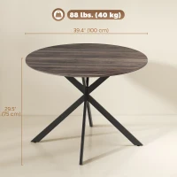 HOMCOM 40" Round Kitchen Table for 4, Industrial Dining Table with Steel Legs for Dining Room, Distressed Brown(m-3)