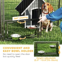 PawHut Large Outdoor Dog Kennel with 2 Rooms, Rotating & Adjustable Height Bowls, 13.5' x 9.4' x 5.1'(m-6)