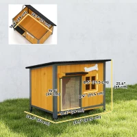 PawHut Outdoor Dog House with Anti-Chewing Steel Frame, Openable Roof, Removable Floor, Door Curtain, Yellow(m-3)