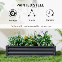 Outsunny 4' x 2' x 1' Raised Garden Bed, Set of 2 Galvanized Planter Box for Vegetables, Flowers, Herbs, Grey(m-4)